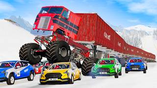 Giant Long Road Trains crashes 14  Beamng drive [upl. by Ivad]