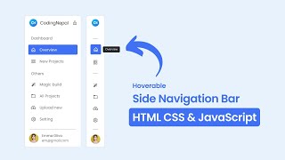 Hoverable Sidebar Menu in HTML CSS amp JavaScript  Responsive Side Navigation Bar [upl. by Shanly]