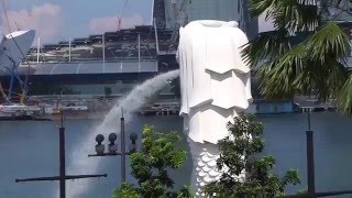 The Original Merlion Official Tourism Icon Of Singapore And Cub  Merlion Park [upl. by Ecydnac]