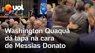 Washington Quaquá vicepresidente do PT dá tapa na cara do deputado Messias Donato veja vídeo [upl. by Stoecker]