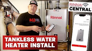 Tankless Water Heater Install  Rinnai Sensei RXP series  Aune Plumbing [upl. by Ecinnaj]