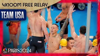 Caeleb Dressel 4x100m free relay win Team USAs FIRST Paris gold  Paris Olympics  NBC Sports [upl. by Nnayar345]