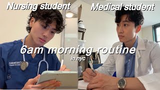 realistic 6AM morning routine of NURSING STUDENT vs MEDICAL STUDENT in NYC [upl. by Chemaram]