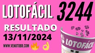 🍀 Resultado Lotofácil 3244 [upl. by Annoyek]