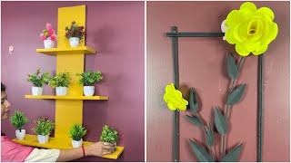 DIY Vertical Plant Shelf and Floral Wall Art for Home Decor [upl. by Irodim]