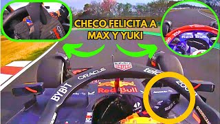 Lo Que No Viste Checo Pérez Felicitando a Verstappen y Tsunoda  Gran Premio Japón [upl. by Loraine]