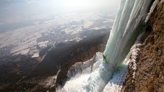 Extreme ice climbing  Cascade de lOule France V 5 [upl. by Attenna]