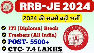 RRB JET 2024 Hiring 2024  Post 5500 Jobs  CTC 74 Lakhs  All India Eligible Fresher Jobs 2024 [upl. by Tnarud134]