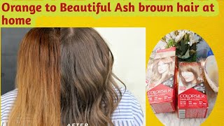 How to Orange to ash brown Hairs at homeAsh brown hairs [upl. by Alfonse]