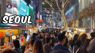 Myeongdong Christmas Walk Seoul City Korea 4k City Tour [upl. by Htepsle98]