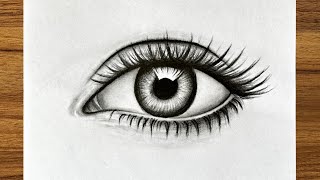 How to draw a realistic drawing  Easiest eye drawing tutorial  Easy drawings step by step [upl. by Hesky]