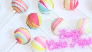 How to make RAINBOW SWIRL CAKE POPS step by step FULL TUTORIAL [upl. by Weldon]