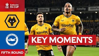 Wolves v Brighton and Hove Albion  Key Moments  Fifth Round  Emirates FA Cup 202324 [upl. by Zea]