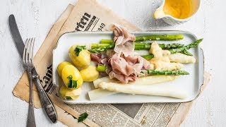 Spargel mit Sauce Hollandaise und Kartoffeln I FOODBOOM [upl. by Tobiah686]