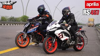 Aprilia RS457 VS 2024 Duke 390  First Top End Race on YouTube [upl. by Alene]