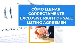 Cómo llenar correctamente el Exclusive Right of Sale Listing Agreement [upl. by Marcellina]