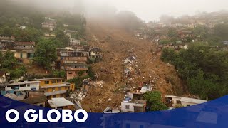 Tragédia em Petrópolis As imagens das chuvas que causaram deslizamentos e mortes [upl. by Labotsirhc]