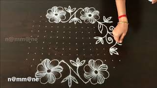 Simple and Easy New year Rangoli  Chukki Rangoli with 148 straight dots [upl. by Gilles]