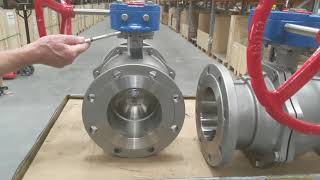 Flanged Stainless Steel Ball Valve with Gear Box Operation [upl. by Thaxter]