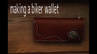 leather craft membuat dompet kulit hand mademaking a leather biker wallet [upl. by Eirahs529]