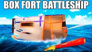 FLOATING BOX FORT BATTLESHIP 📦🚢 TORPEDO REMOTE CONTROLLED NERF GUNS SMOKE SCREEN amp MORE [upl. by Allehs]