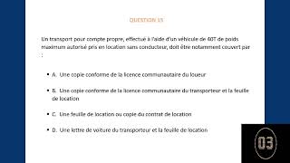 examen capacité transport marchandises 5 QCM [upl. by Wolfgram]