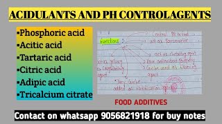 ACIDULANTS AND PH CONTROL AGENTS FOOD ADDITIVES FOOD SCIENCE [upl. by Nylyoj440]