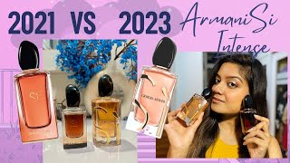 ARMANI SI INTENSE 2021 VS ARMANI SI INTENSE 2023  LONGLASTING SEXY WOMENS PERFUMES PERFUME REVIEW [upl. by Babby372]