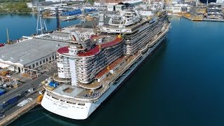 4K  First Aerial Shots  Spectacular MSC Seaside under construction Fincantieri Shipyard [upl. by Aeneus]