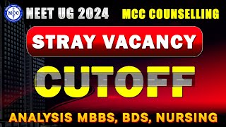 NEET 2024 MCC COUNSELLING STRAY ROUND PROVISIONAL RESULT  CUTOFF ANALYSIS  MBBS BDS NURSING [upl. by Andeee]