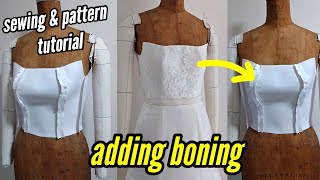 🧵 Marking amp Sewing Polyester Boning on the Lining Layer of Bustier × Dress Making × Sewing Tutorial [upl. by Dawn]