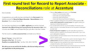 First round of the selection for Record to Report Associate  Reconciliations role at Accenture [upl. by Ethelred]