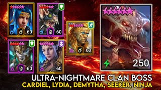 UNM Clan Boss 1 Key Cardiel Lydia Demytha Seeker Ninja  Raid Shadow Legends Guide [upl. by Oilenroc]