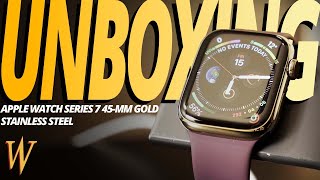 Apple Watch Series 7 Stainless Steel Gold Unboxing [upl. by Pickering]