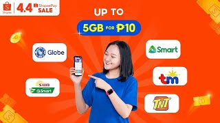 How to get up to 5GB of data for ₱10 with ShopeePay  44 ShopeePay Sale [upl. by Ellebana695]