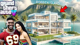 😍Franklin And Mias New Billionaire Mansion On Robben IslandGTA 5 Real Life Mod Remastered [upl. by Avahc231]