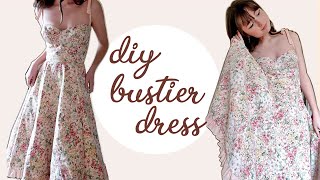 DIY Bustier Dress from a Bedsheet  Cottagecore Dream Dress  broderiebloom [upl. by Ambros]