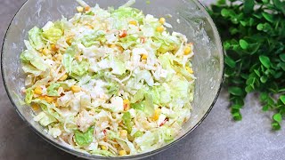 Einfacher und leckerer Salat mit Eisbergsalat Äpfel Ananas Mais Dosen Sellerie Schmand Dressing [upl. by Ruscio]