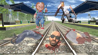 Franklin fight chainsaw man Denji in Indian bike driving 3d game [upl. by Ardnaek]