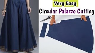 Very easy Circular Palazzo Pant Cutting and StitchingPlazo cutting for beginnersSonas creativity [upl. by Suollecram35]