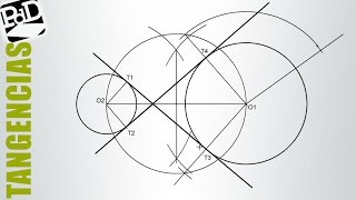 Trazar las rectas tangentes interiores a dos circunferencias Tangencias [upl. by Miharbi]