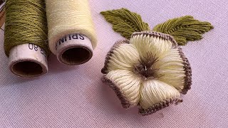 Its sewing thread flower embroidery designhand embroidery tutorial embroidery design [upl. by Iphlgenia]