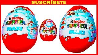 2 Huevos sorpresa grandes kinder maxi de navidad y uno pequeño de santa Claus surprise eggs [upl. by Solomon80]