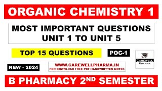 Pharmaceutical Organic Chemistry 2nd semester Important Questions  Poc 1  Carewell Pharma [upl. by Enived]