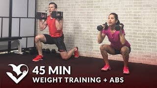 45 Min Weight Training Workout  Abs Home Strength Training Full Body Dumbbell Workout Women amp Men [upl. by Oirasan469]