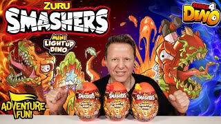 Zuru Smashers Mini Light Up Dino Series 4 TRex Spinosaurus amp Stegosaurus Adventure Fun Toy review [upl. by Idahs285]