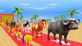 Paint amp Animals MammothGorillaTigerDuckCowLion Fountain Crossing Transformation Animals Cartoon [upl. by Sabas]