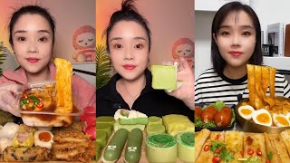 Eating  rice 🍚 noodle roll 🥐 dumpling 🥟 matcha dessert 🍪🎂 tendon noodles 🍜mukbang noodles yummy [upl. by Atonsah324]