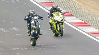 CRAZIEST MOTORBIKERS OF THE NÜRBURGRING INSANE Fast Dangerous amp CRAZY Bikers at the Nordschleife [upl. by Kusin995]