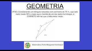 GEOMETRIA  Resolução questão IFSC  TRIÂNGULO ISÓSCELES [upl. by Seena]